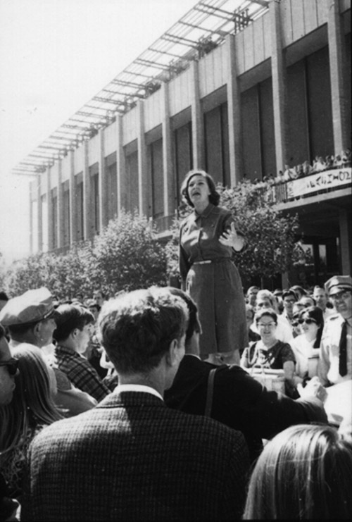 JACKIE GOLDBERG ON CAR by Ron Enfield